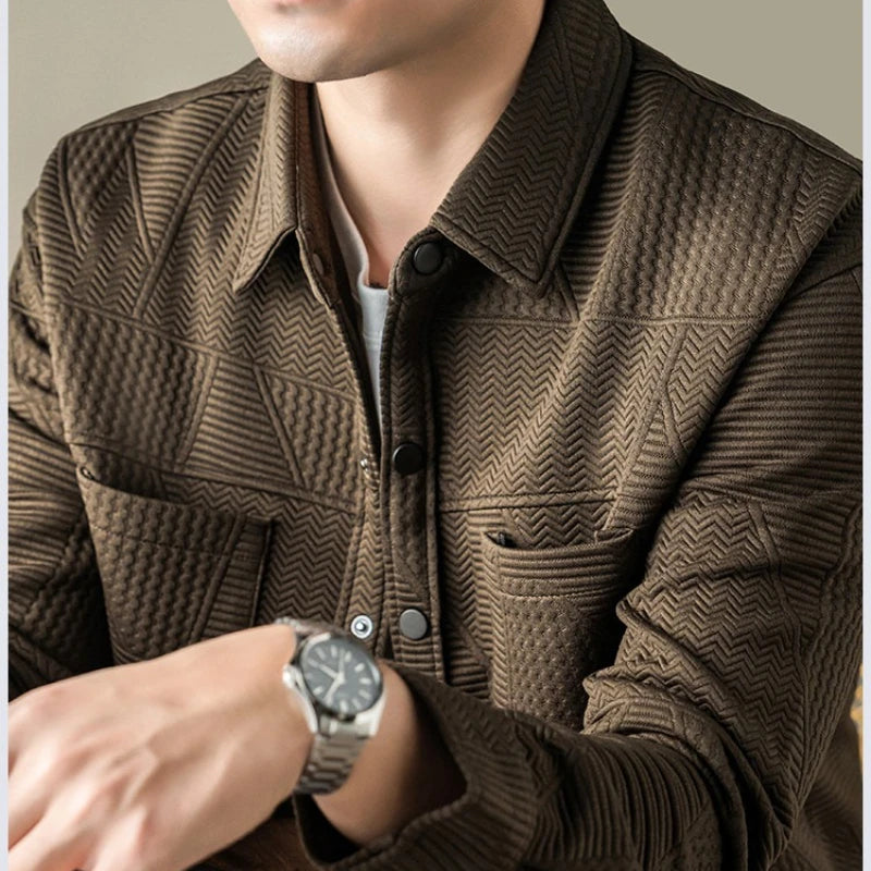 Men's Autumn Casual Jacket - Old Money Style Lightweight Business Smart Casual Stretch Comfort Long-sleeved Shirt