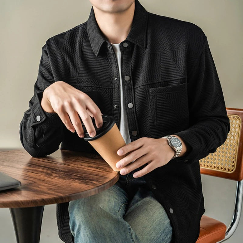 Men's Autumn Casual Jacket - Old Money Style Lightweight Business Smart Casual Stretch Comfort Long-sleeved Shirt